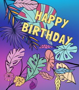 Bright Floral Cartoon Birthday