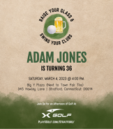 Raise Your Glass & Swing Your Clubs | X-Golf Stratford Birthday Invite