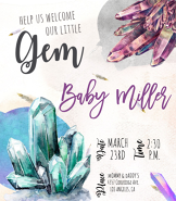 Baby Boho Crystal Shower Invitation