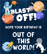 Space Birthday Greeting Card