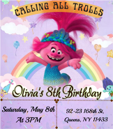 Trolls birthday Invite
