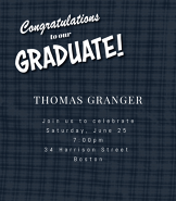 Blue Plaid Grad Invite