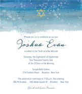 Blue Watercolor Band Bar Mitzvah Invitation