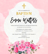 Baptism Pink and Gold Invitation
