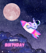 Pink Moon Watercolor Birthday
