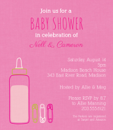 Bottle & Pins Pink Invitation