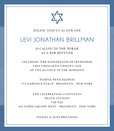 Simple Blue Bar Mitzvah Invitation