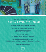Sea Green Abstract Top Bar Mitzvah Invitation