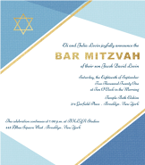 Blue Corner Overlap Bar Mitzvah Invitation