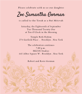 Etched Floral Pink Bat Mitzvah Invitation