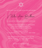 Pink Marble Bat Mitzvah Invitation
