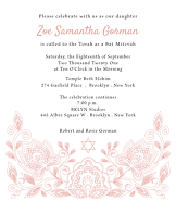 Etched Floral Blush Bat Mitzvah Invitation