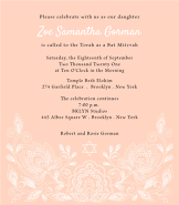 Etched Floral Peach Bat Mitzvah Invitation