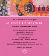 Pink Orange Abstract Top Bat Mitzvah Invitation