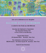 Purple Green Abstract Top Bat Mitzvah Invitation