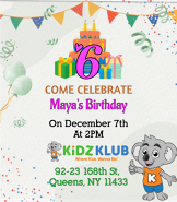 Kidz Klub Birthday Invite