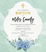 Blue and Gold Baptism Invitation
