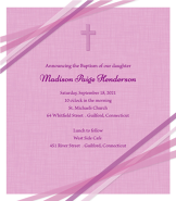 Pink Ribbons Baptism Invitation