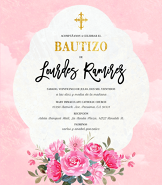 Rosado y Oro Invitación de Bautizo
