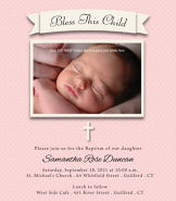 Tiny Dots Pink Baptism Invitation