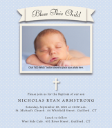 Tiny Dots Blue Baptism Invitation